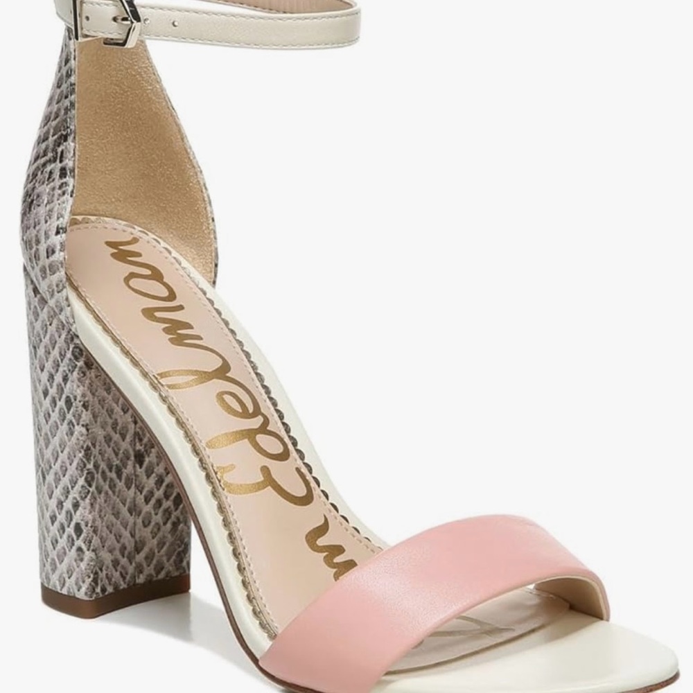 Sam Edelman Pink and Cream Block Heel Sandals
